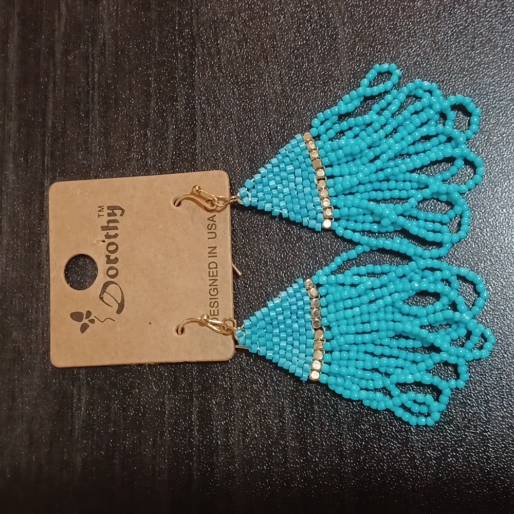 Dorothy Turquoise Beaded Dangle Earrings